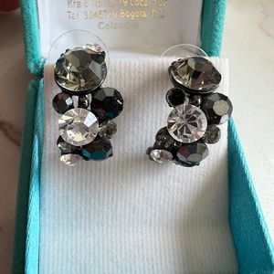 Black crystal Semi hoop earrings